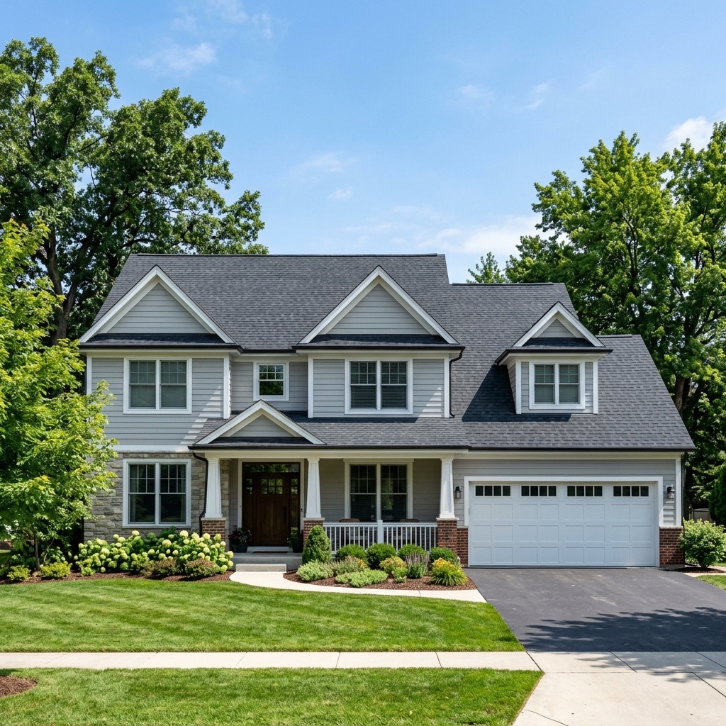 Architectural asphalt shingle roof on a Naperville home